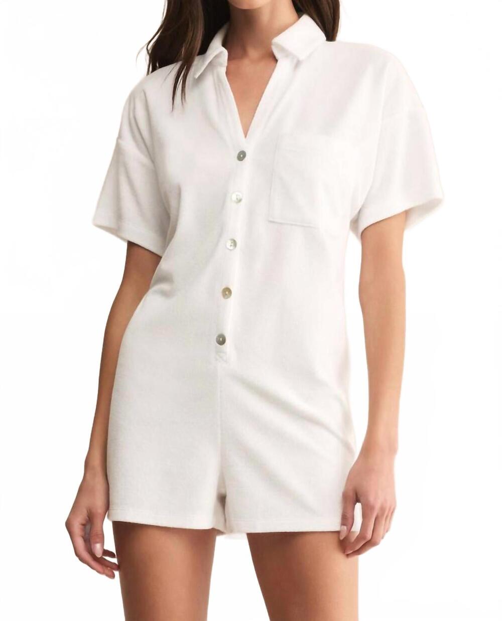 NEW Z SUPPLY women's azur loop terry romper in white